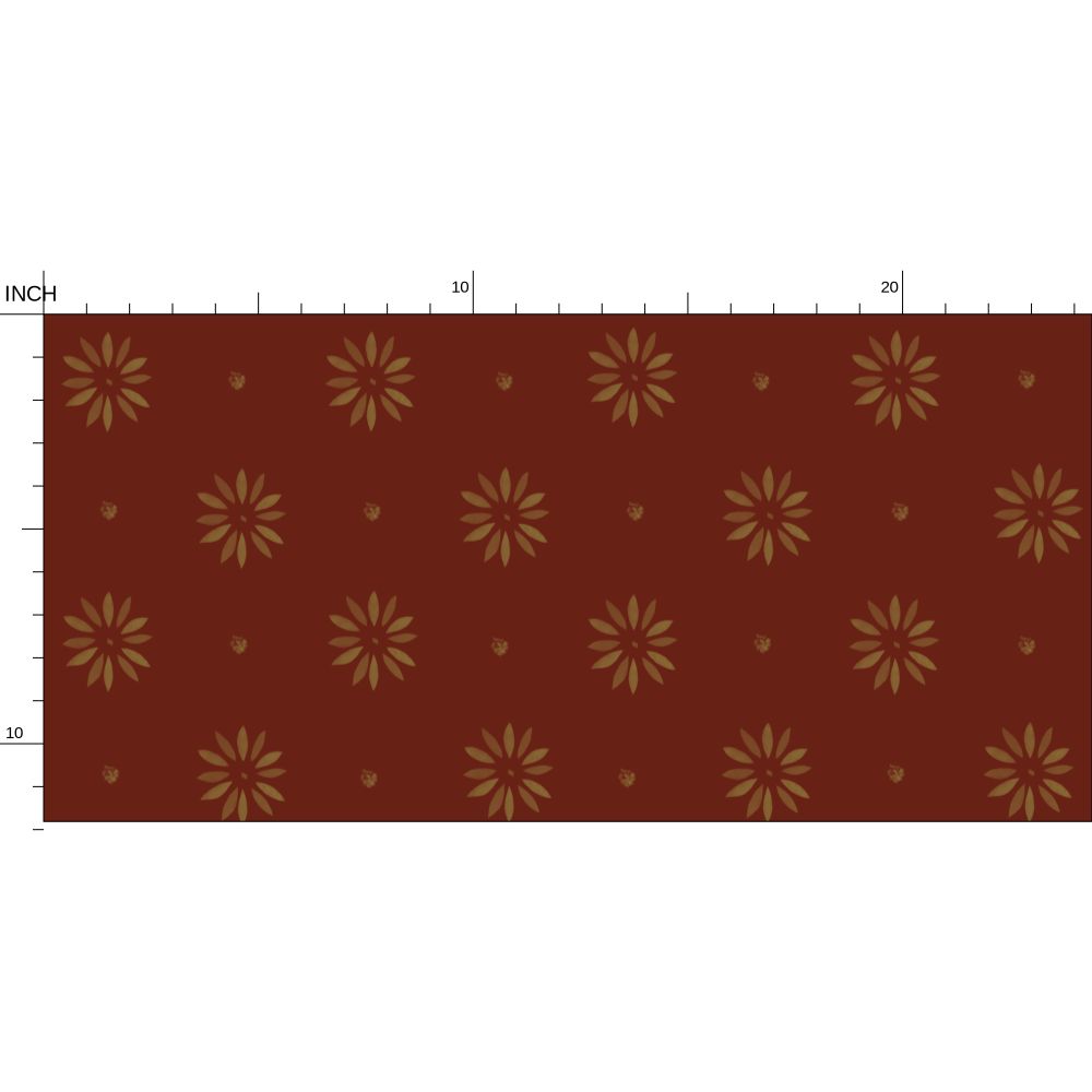 Gold Petals Stencil on Country Red Background Wallpaper