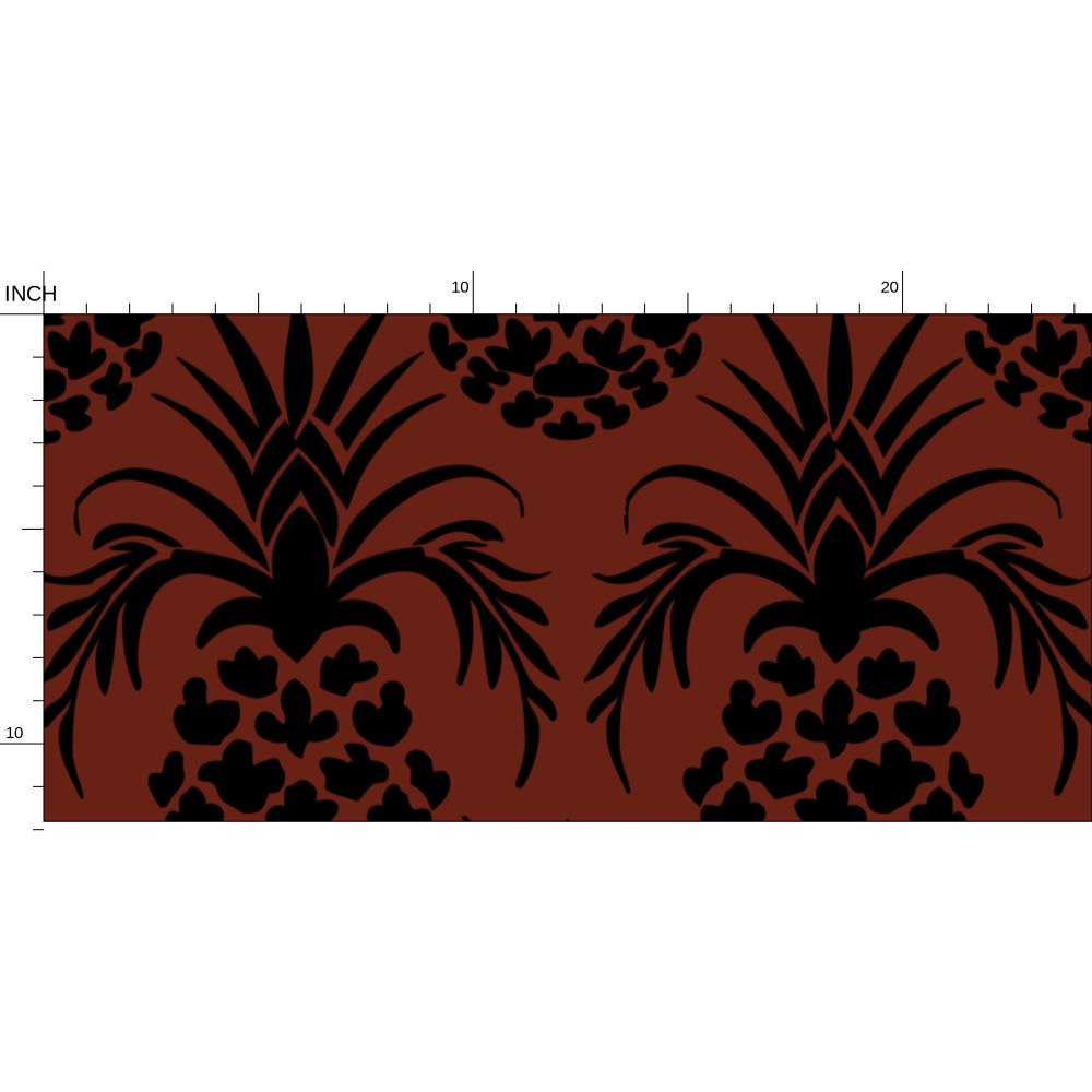 Black Pineapple stencil pattern on dark red background