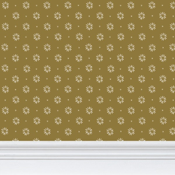 Medium Print Stencil Petals on Gold/Mustard Wallpaper