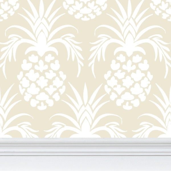 White on Tan pineapple stencil large scale