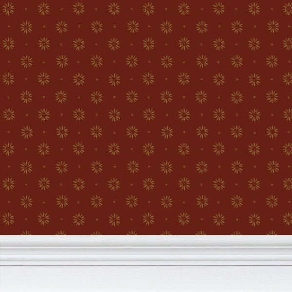 Gold Petals Medium Stencil, Country Red Background