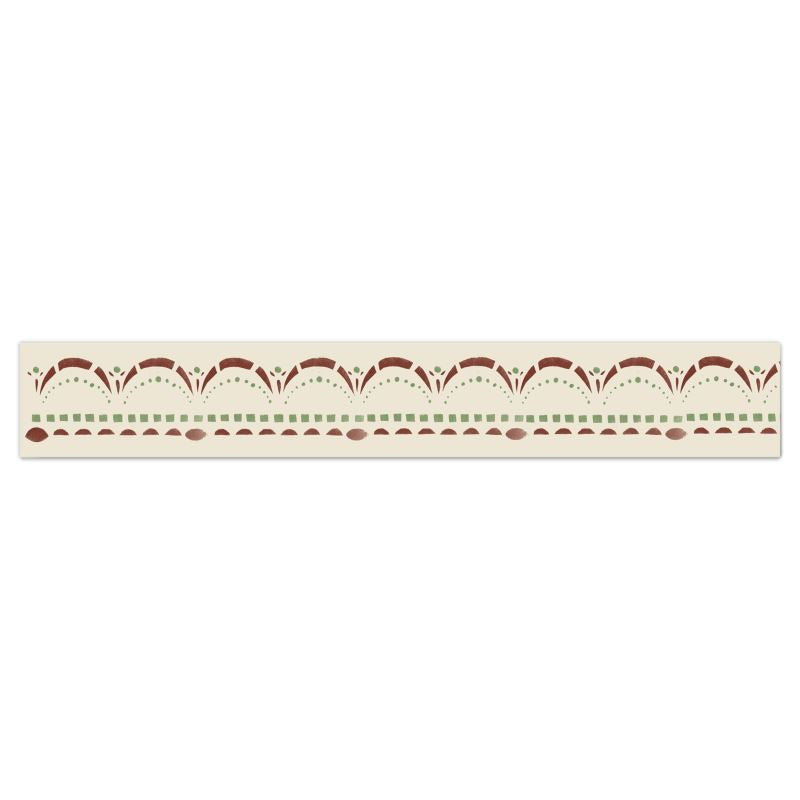 Green and Red Stencil Frieze Primitive Wallpaper Border