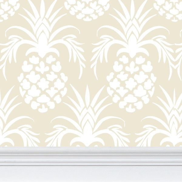 White on Tan pineapple stencil large scale