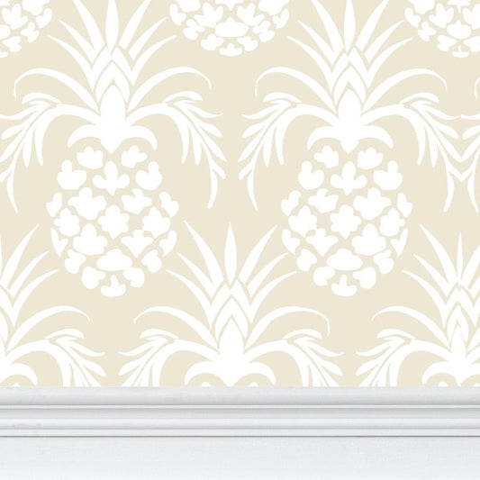 White on Tan pineapple stencil large scale